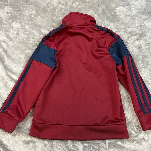Adidas Burgundy Red Navy Blue Track Jacket Zip Up Little Toddler Boys 4 4T - Picture 2 of 5